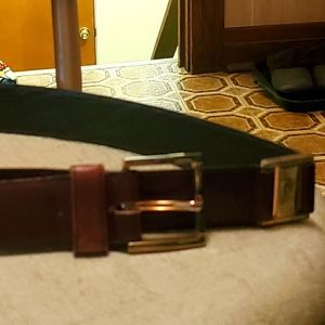 Vintage Yves Saint laurent  Cowhide  Belt Gold Hardware